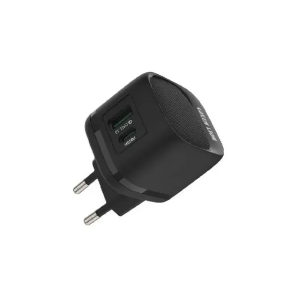 شارژر دیواری دو پورت گرین لاین PD20W+QC همراه با کابل